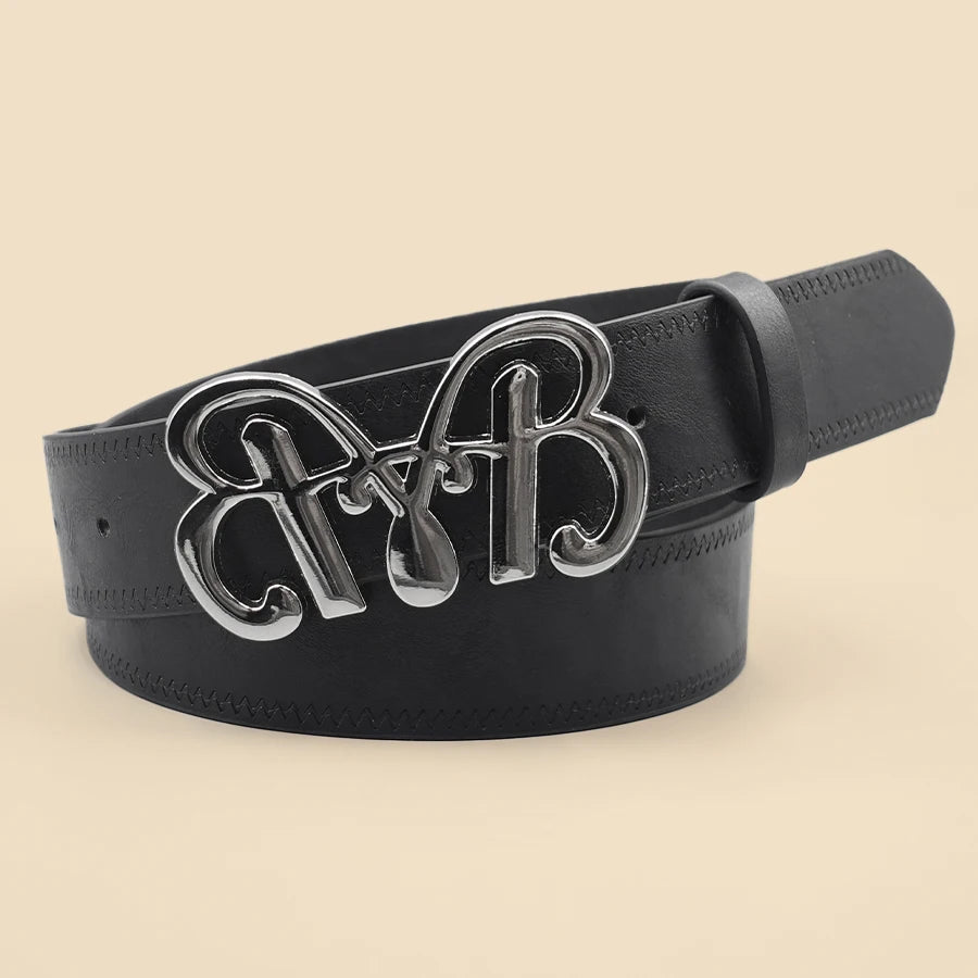 Pu Leather Jeans Belt Simple Fashion Casual Gothic Moon Star Buckle Belt Design Y2K Belt Vintage