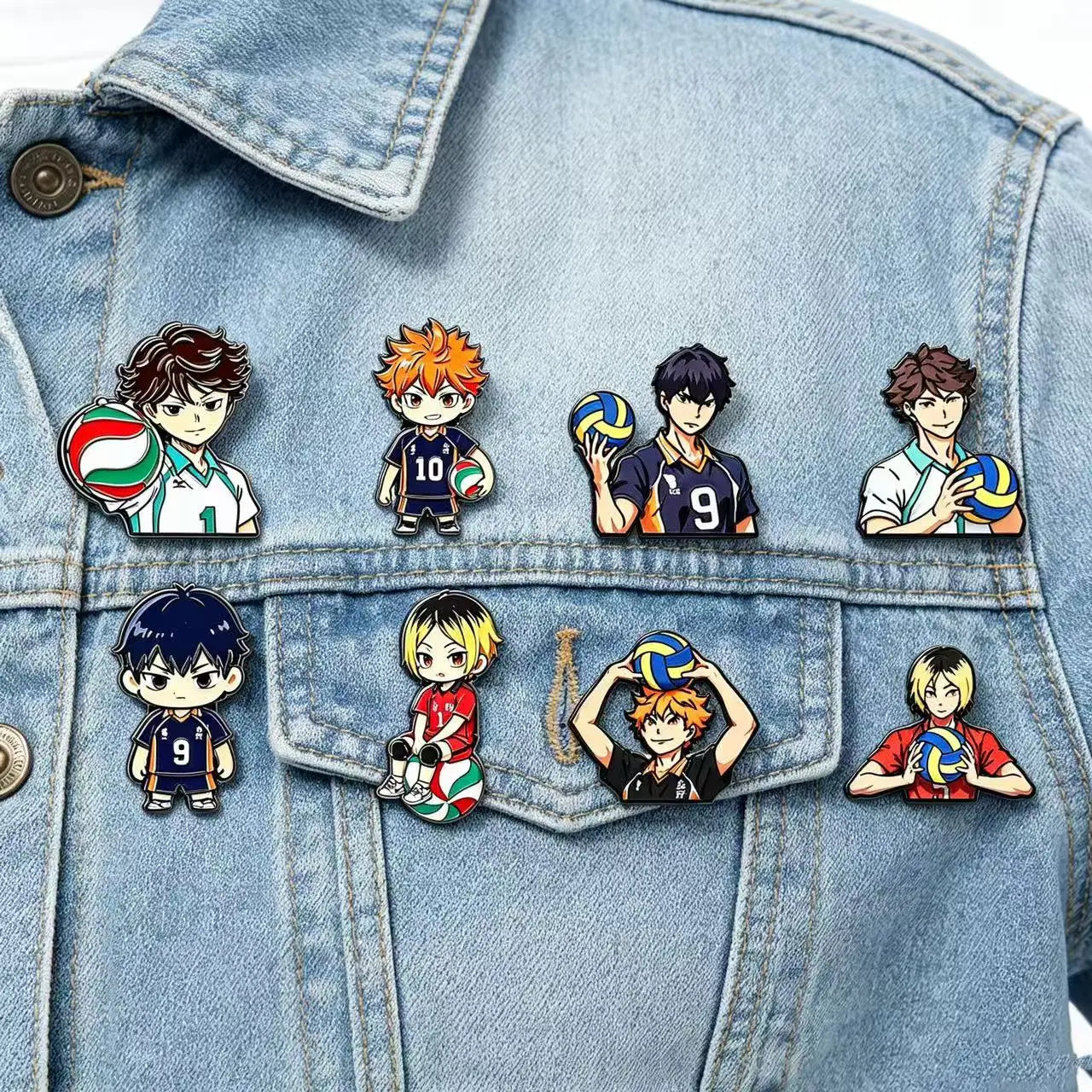 4/8pcs Cute Volleyball Enamel Pin Cartoon Anime Brooch For Coat Women's Brooches Fashion Lapel Badges Jewelry Gift for Friends