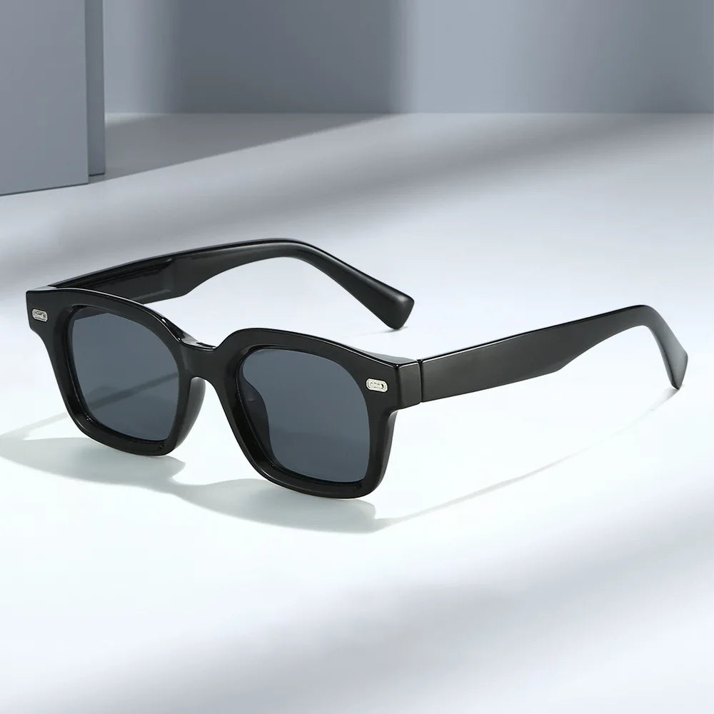 JNPCXI New Square Sunglasses Women Fashion Black Blue Shades UV400 Retro Rivets Men Clear Anti Blue Light Glasses Frame