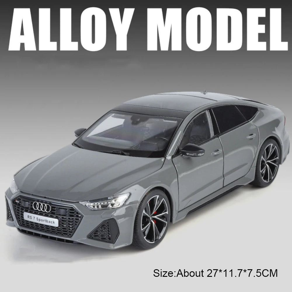 Large 1:18 RS7 A6L Alloy Diecast Model Car Toys 6 Doors Opened with Sound Light Front Wheel Steering Vehices for Boy Adult Gifts