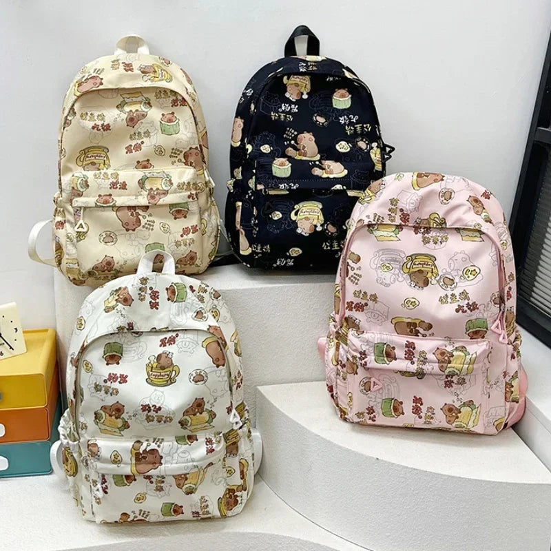 Kawaii Cartoon Capybara Backpack Funny Large Capacity Capybara School Bag Student Laptop Bag School Backpack for College Student