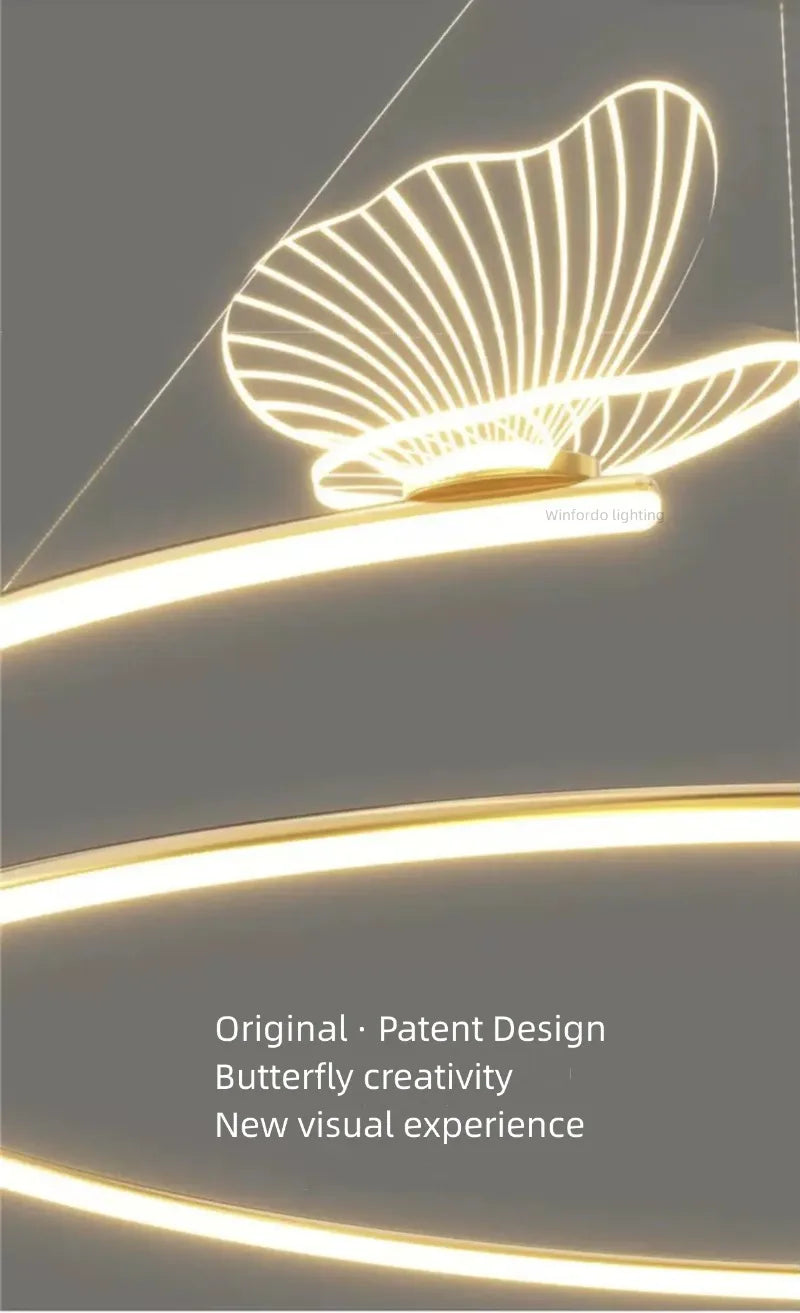 Fashion Simple Modern Living Room Chandelier Butterfly Decor LED Round Lights