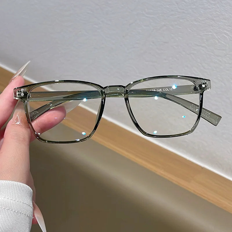 JNPCXI Actual Photo Vintage Glasses Frame Women Square Fashion Retro Rice Nail Clear Anti-Blu-Ray Lens Eyewear Men Optical Frame