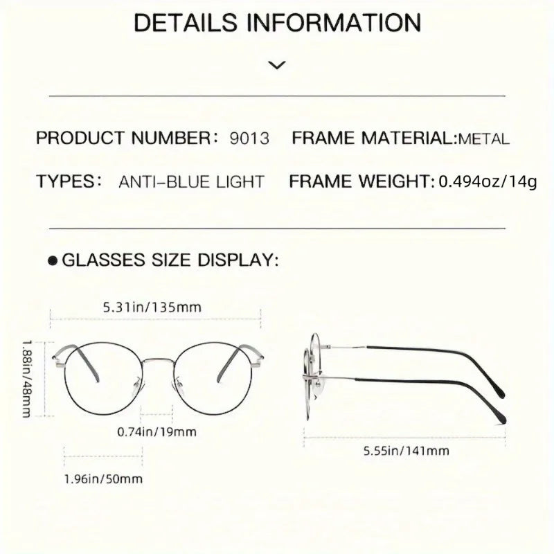 1pc New Metal Eyeglass Frames for Men'S And Women'S with Photochromic Lenses Can Block Blue Light