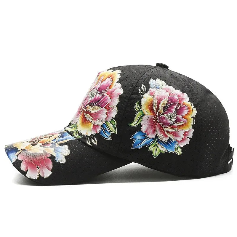 Summer Quick Dry Baseball Cap, Unisex Flower Sun Hats, Style Floral Sun Hats