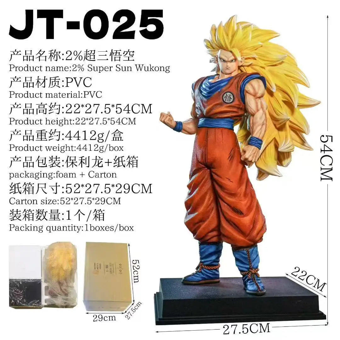 JT Statue 54cm/21.26inch Dragon Ball Z Son Goku Ssj3 Figure Super Saiyan 3 Goku Pvc Action Figures Collection Model Toys Gifts
