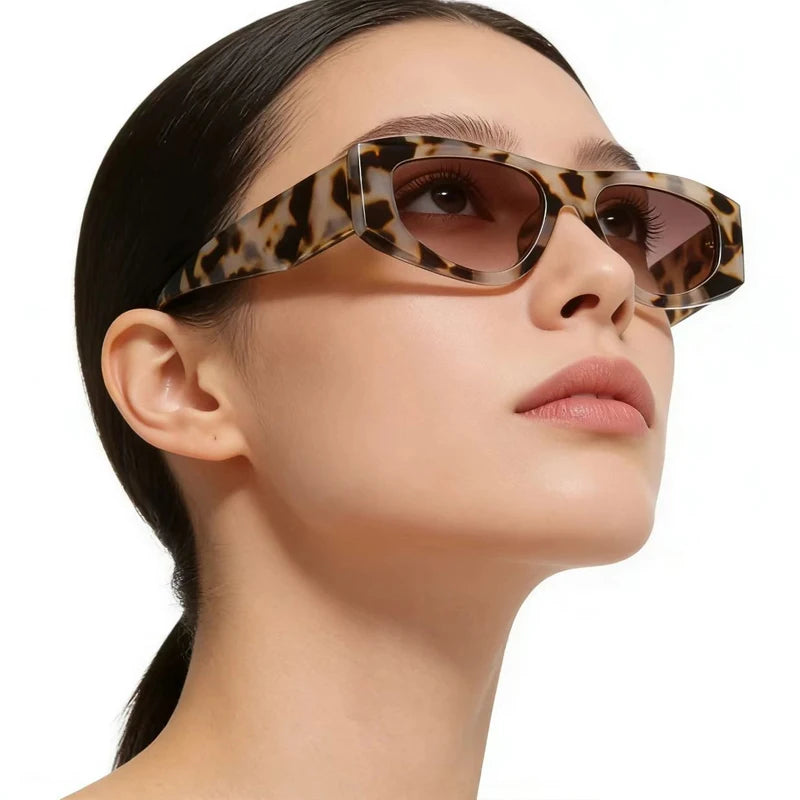 JNPCXI New Irregular Square Women Sunglasses Leopard Gradient Shades UV400 Men Brand Designer Trending Punk Sun Glasses