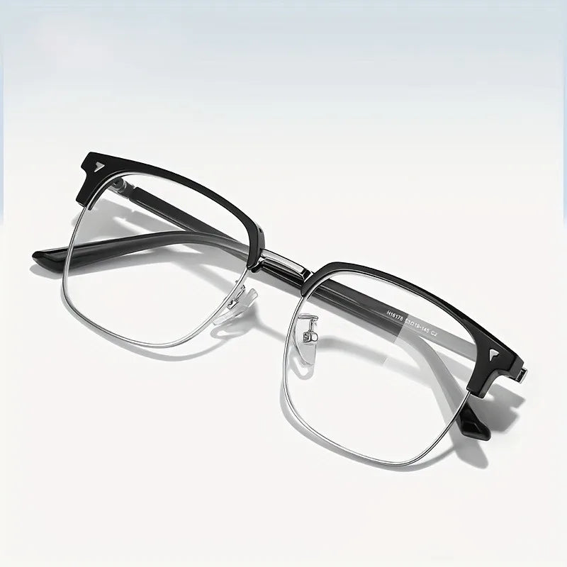 Anti blue light glasses for men and women, retro half frame eyebrow glasses frame, classic flat lens