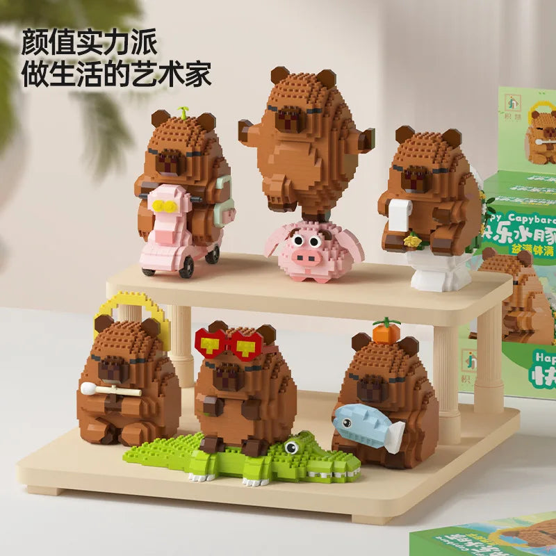 Happy Capybara Building Blocks Educational STEM Kid Toys Creative Assembly Model