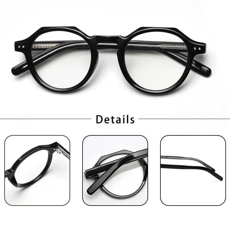 CATERSIDE Retro Polygonal Glasses Men TR Frame High Quality Eyeglass for Women Transparent Lenses Business Eyewear