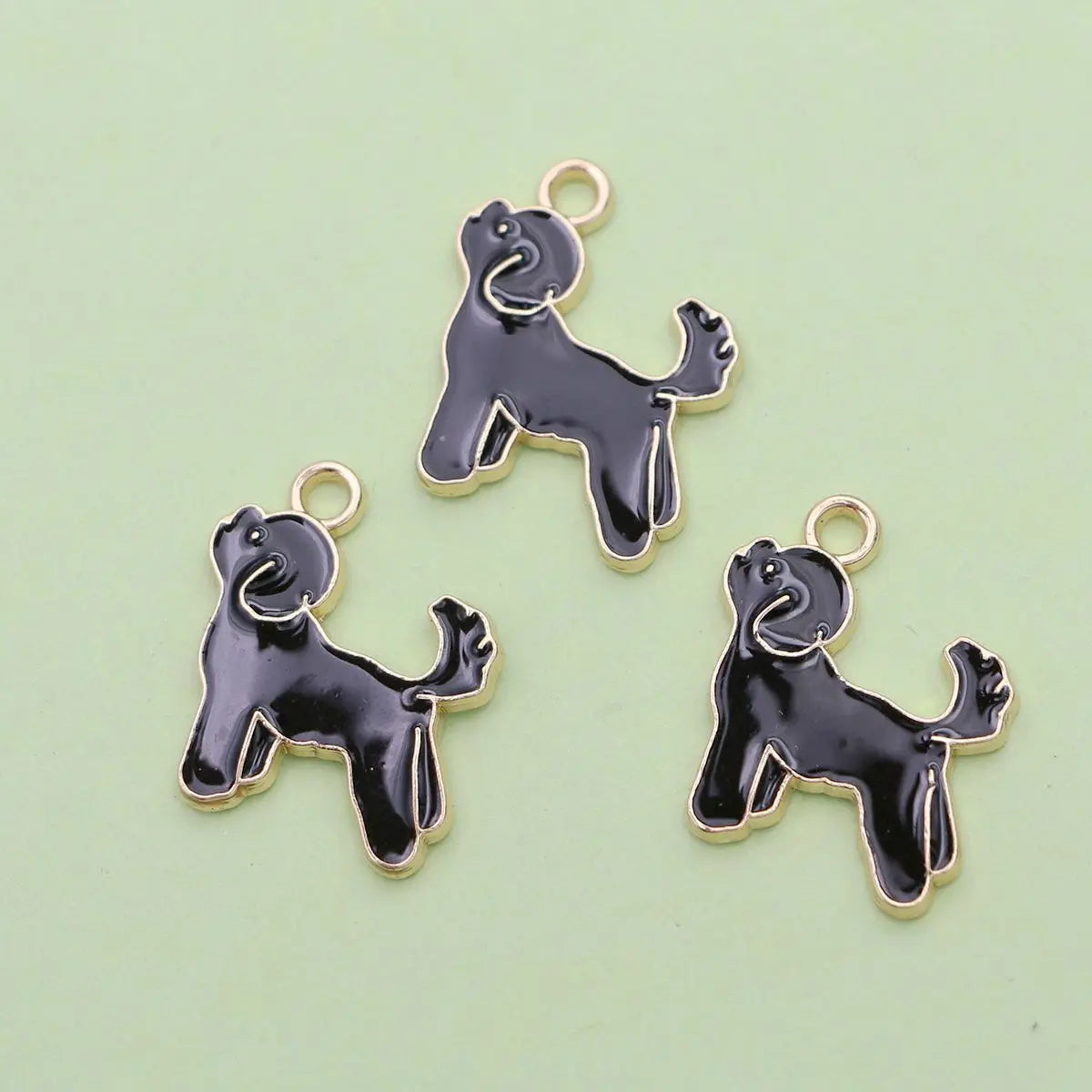 10Pcs Gold Plated Black Enamel Dog Charm Connectors for Making Bracelet DIY Jewelry Accessories