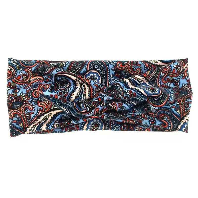 Paisley Cashew flowers hair band Pilates Elastic Yoga Headband fitness Running Cycling Sweatband Turban Makeup Hair Hoop Makeup