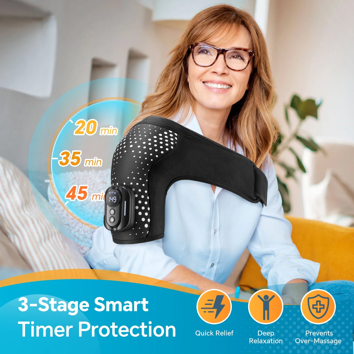 Shoulder Massager with Remote Control ,Cordless Heating, 4 Motors Vibration Massage,Timer Hot Compress Shoulder Pad Muscle Relax
