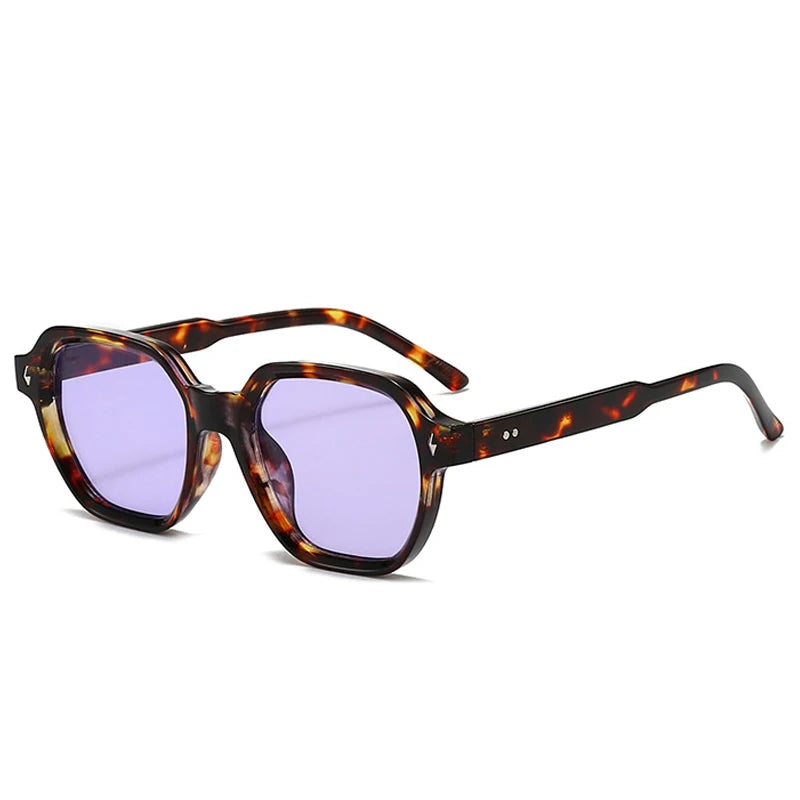 JNPCXI New Fashion Square Women Sunglasses Retro Trending Orange Leopard Rivets Candy Color Sun Glasses Shades UV400