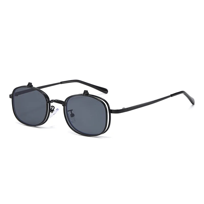 JNPCXI New Ins Popular Fashion Small Metal Square Women Sunglasses Retro Flip Lens Shades Men Outdoor Sun Glasses UV400