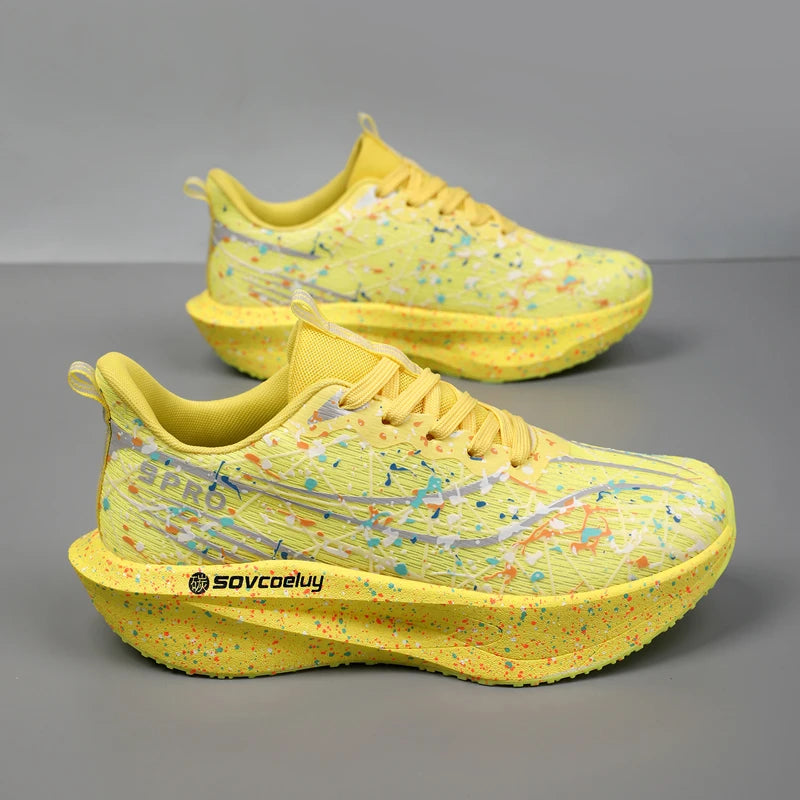 Running Shoes Men Speciality Carbon Board Marathon Sports Breathable Lightweight Women's Comfortable Athletic Nonskid Sneakers﻿