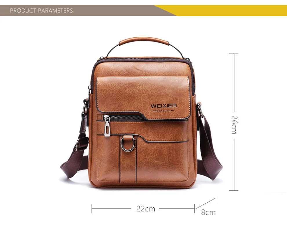 Weixer Men Crossbody Bag Shoulder Zippers Handbag Leather Messenger Tote Bag 01