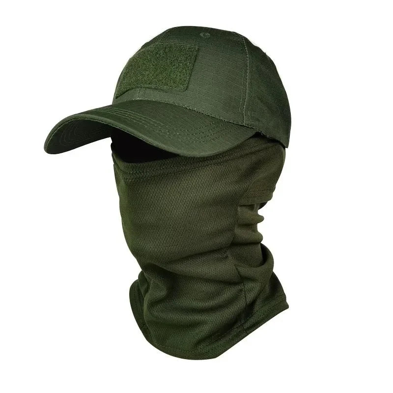 Camo Baseball Cap with Balaclava Outdoor Sun Hat Breathable Hiking Fishing Hats