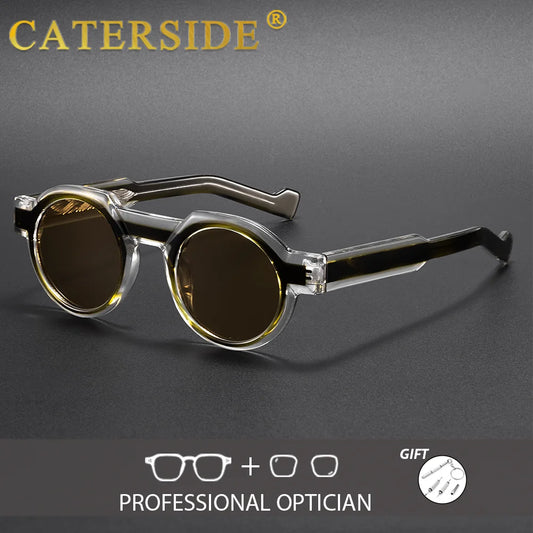 CATERSIDE Unisex Optical Sunglasses Premium Round Thickened Frame Prescription Glasses Women's Travel Luxury Gift Glasses UV400