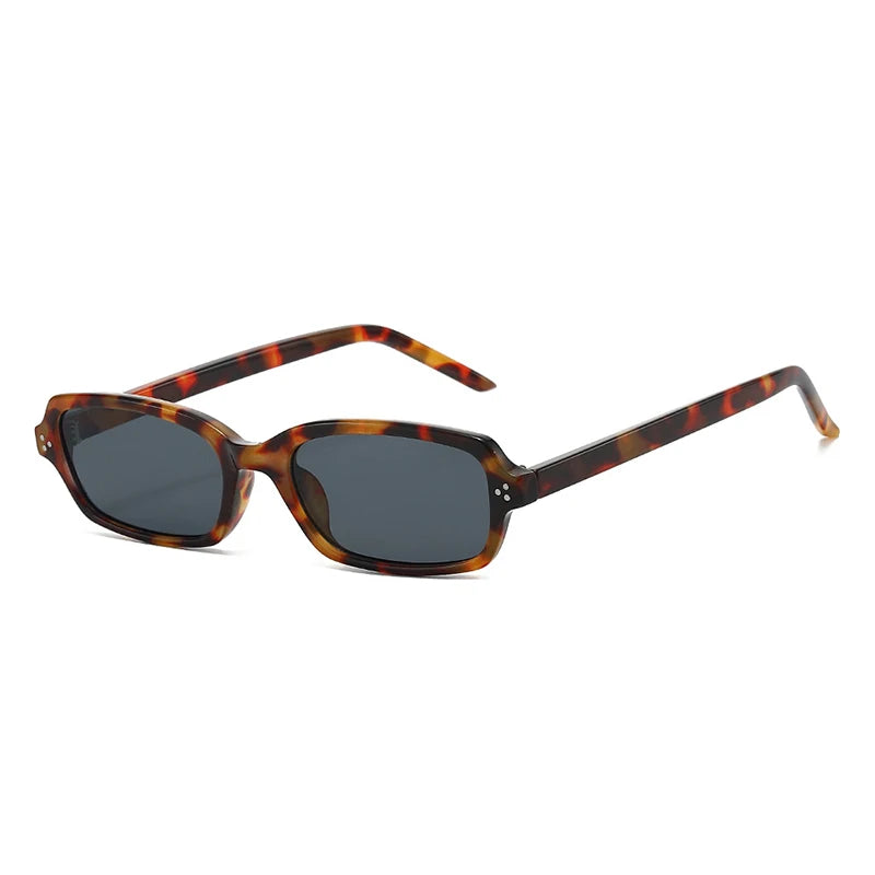 JNPCXI New Ins Popular Small Rectangle Sunglasses Fashion Candy Color Women UV400 Retro Rivets Men Clear Lens Frame