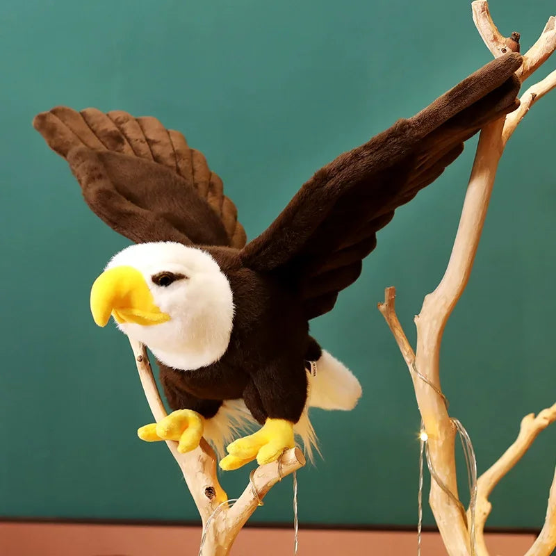 Simulation Bald Eagles Birds Plush Stuffed Toys Funny Seagull Animal Cartoon Doll Soft Feathers Toy House Decor Birthday Gift