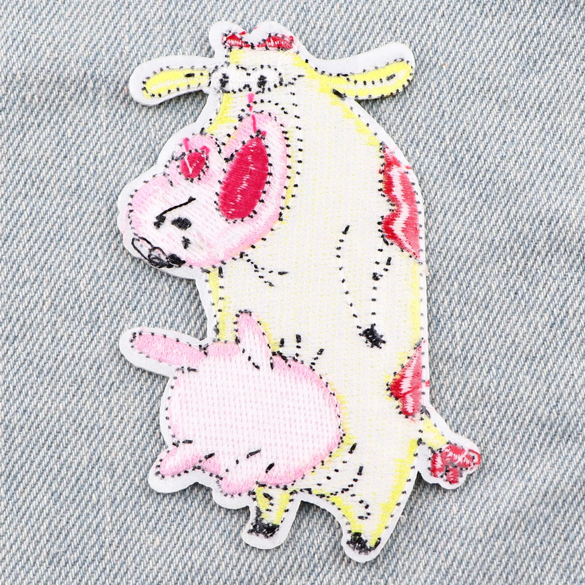 Cartoon Chicken and Cow  Patches Iron On Patches For Clothing Funny Animals Patches On Clothes DIY Embroidery Patch For Clothes