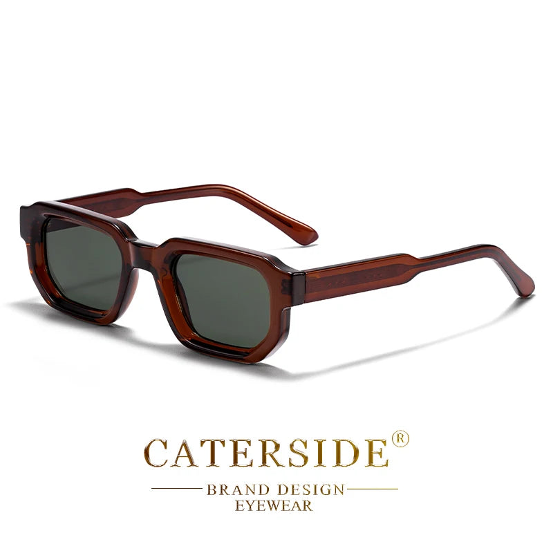 CATERSIDE New Vintage Punk Men Sunglasses Small Frame Gradient Lens Sun Glasses for Summer Beach Party Ideal Choice for Gifts
