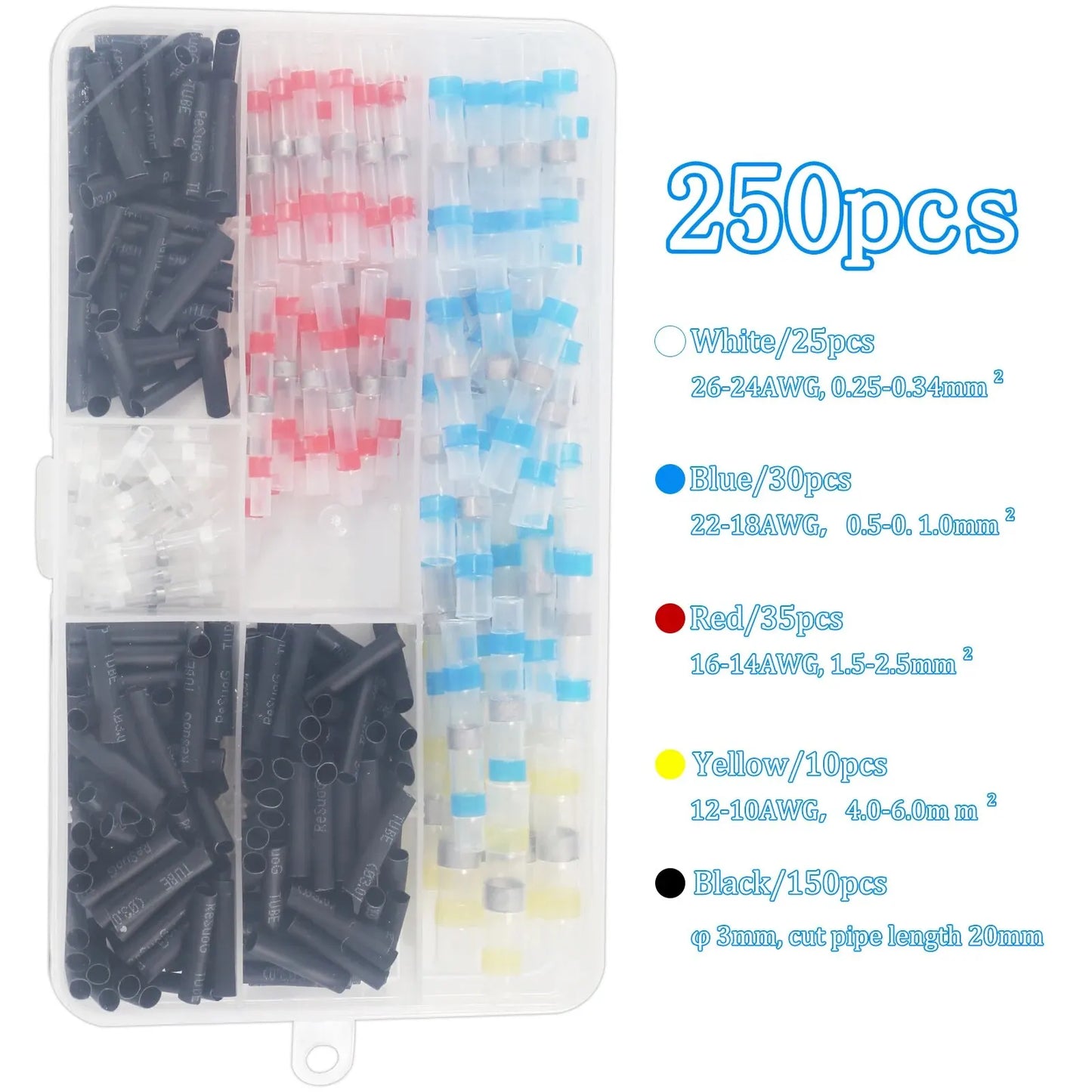 100pcs Waterproof Solder Seal Heat Connector Shrink Butt Connectors Lug Terminals Electrical Wire Car Insulated Terminal