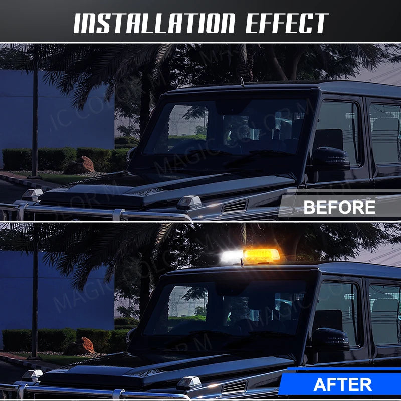 12V 24V Amber Yellow Truck Car Led Strobe Roof Lights Becaon Warning Emergency Rescue Magnetic Vehicle Ambulance 72SMD