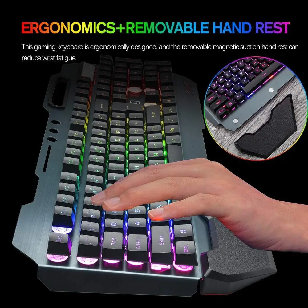 K680 Wireless Gaming LED Keyboard Mouse, Rainbow Rechargeable 3800mAh Battery