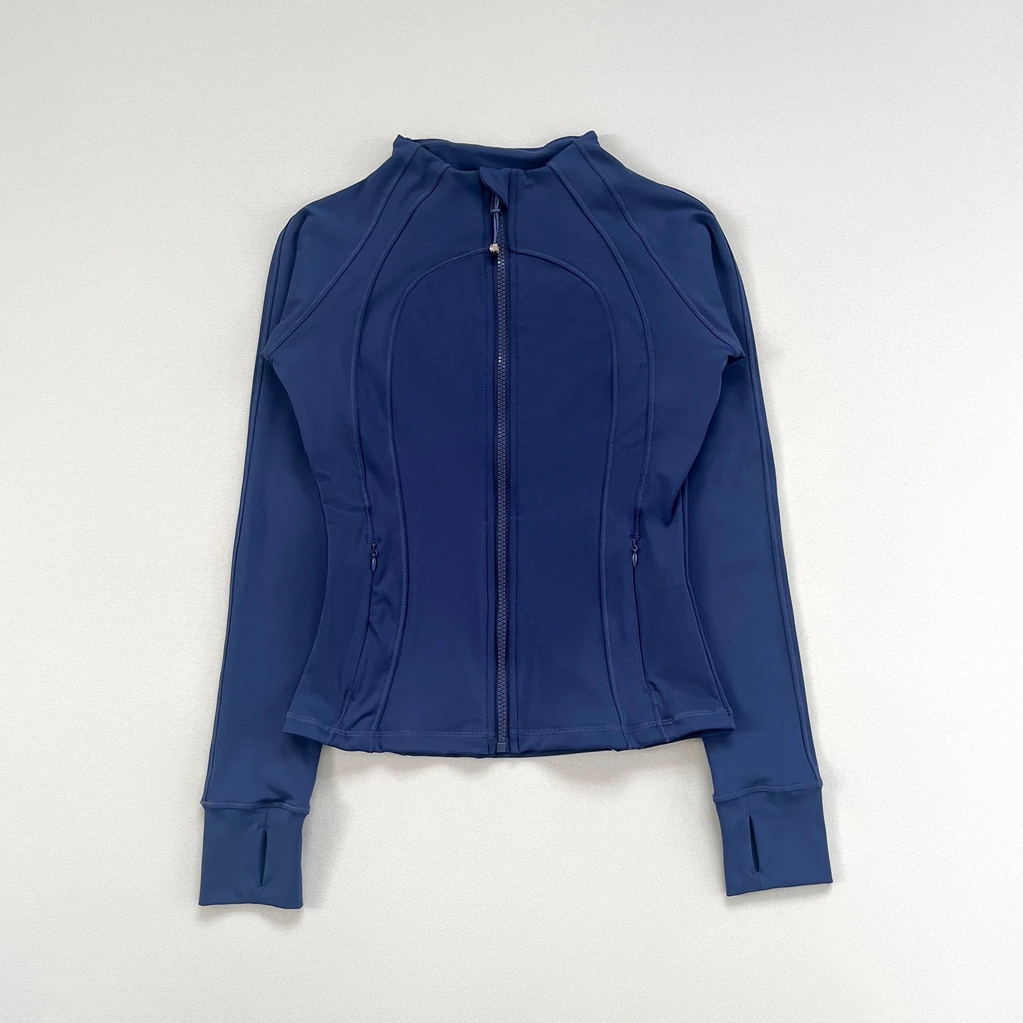 Autumn/Winter Sports Yoga Wear Full-Zip Running Jacket Lightweight Athletic Slim-Fit with Thumb Holes