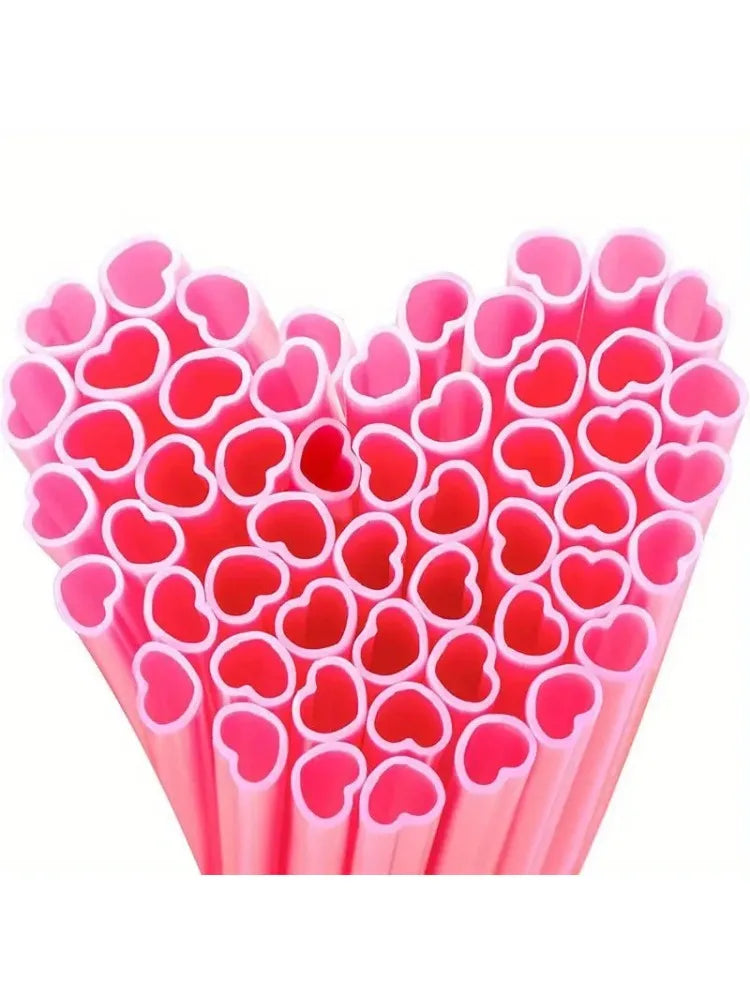 10/20/50pcs Heart Shaped Straws, Disposable Plastic Drinking Straws for Valentine's Day, Weddings, Birthdays, Bridal Showers