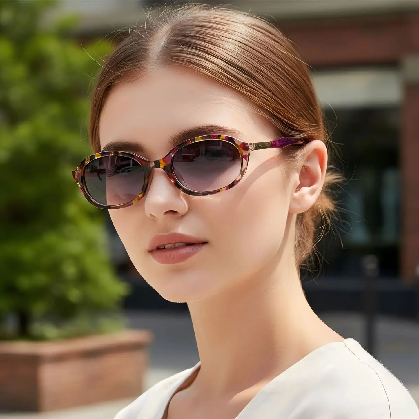 JNPCXI New Oval Sunglasses Women Punk Gradient Shades UV400 Men Trending Leopard Tea Sun Glasses