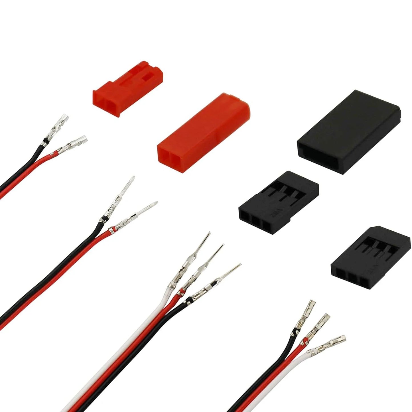 50 Sets JST Servo Connectors Male Female Crimp Pin and Cable Kit with Crimping Tool Compatible for Hitec, Futaba, Spektrum Model