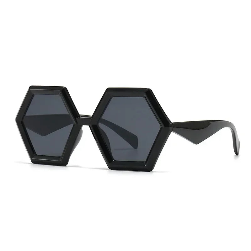 JNPCXI Retro Polygon Sunglasses Women Gradient Red Shades Fashion Men Double Color Trending Sun Glasses