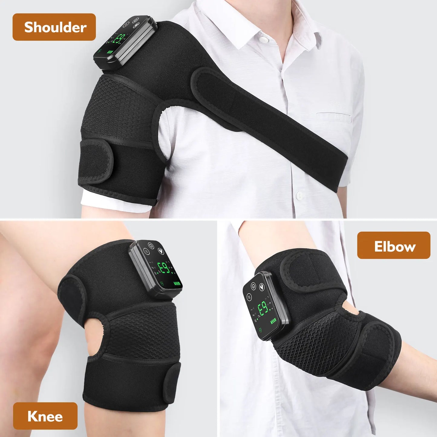 Eletric Knee Heating Massager 3 in 1 Elbow Shoulder Knee Pad Thermal Vibration Support Belt Muscle Relax 3-Speed Heated