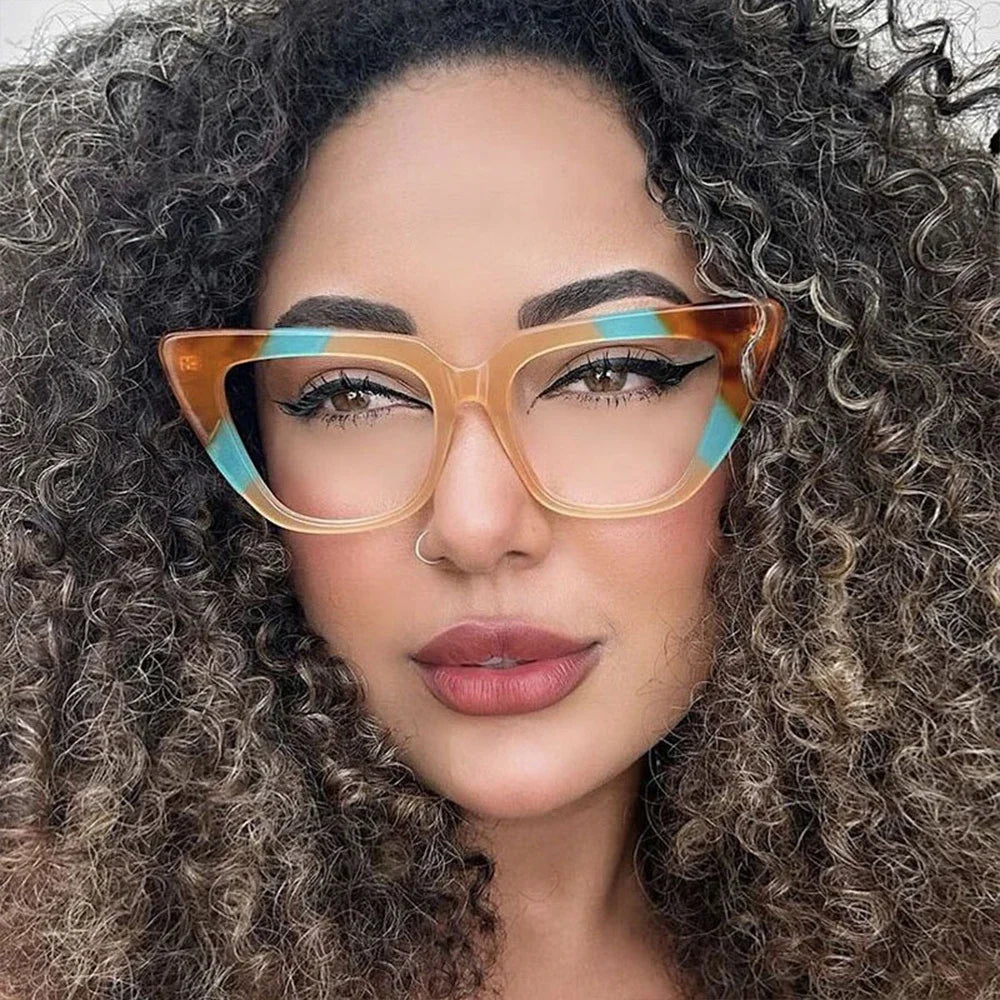 JNPCXI Fashion Cat Eye Anti Blue Light Women Glasses Frame Color Trending Clear Lens Reading Computer Female Eyewear
