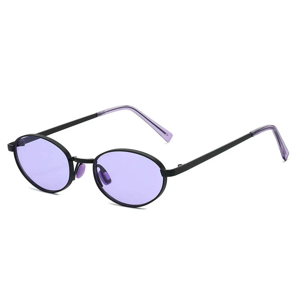 JNPCXI Retro Oval Metal Women Fashion Candy Color Sunglasses Shades UV400 Men Trending Punk Sun Glasses
