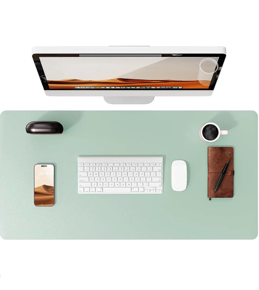 Large Pale Green Mouse Pad Office Desk Mat Non-Slip PU Leather Desk Pad Protector