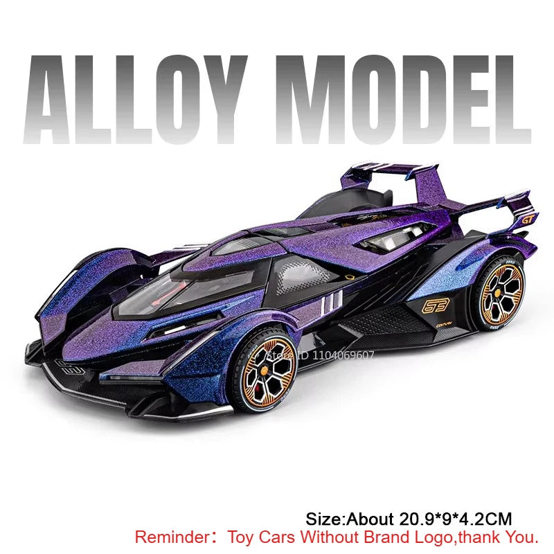 1:24 Lambor V12 SVJ63 Miniature Model Toys Diecast Alloy Car Sound Light Pull Back Doors Opened Sportscar Christmas Gift for Kid