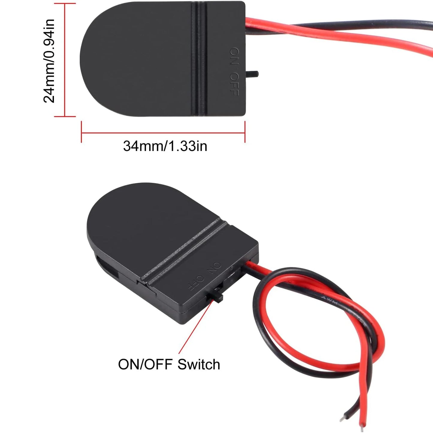25PCS Battery Holder Coin Cell Holder, 1 x 3V CR2032 Battery Holder,Button Battery Holder with Line On Off Switch