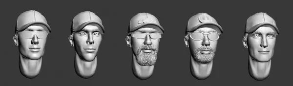 5pcs 1:35 Die Casting Resin Model Assembly Kit Character Head Model Replacement Modification Unpainted