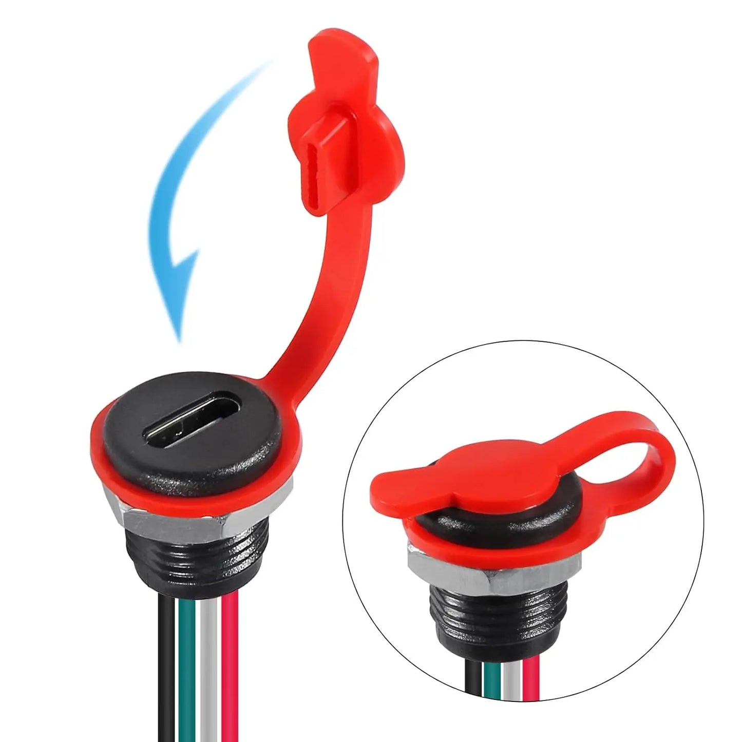 8pcs Type-C Chassis 4 Pin Type-C Socket Connector Waterproof Jack Female Charging Port 3A USB-C Charger Plug Socket 4pin