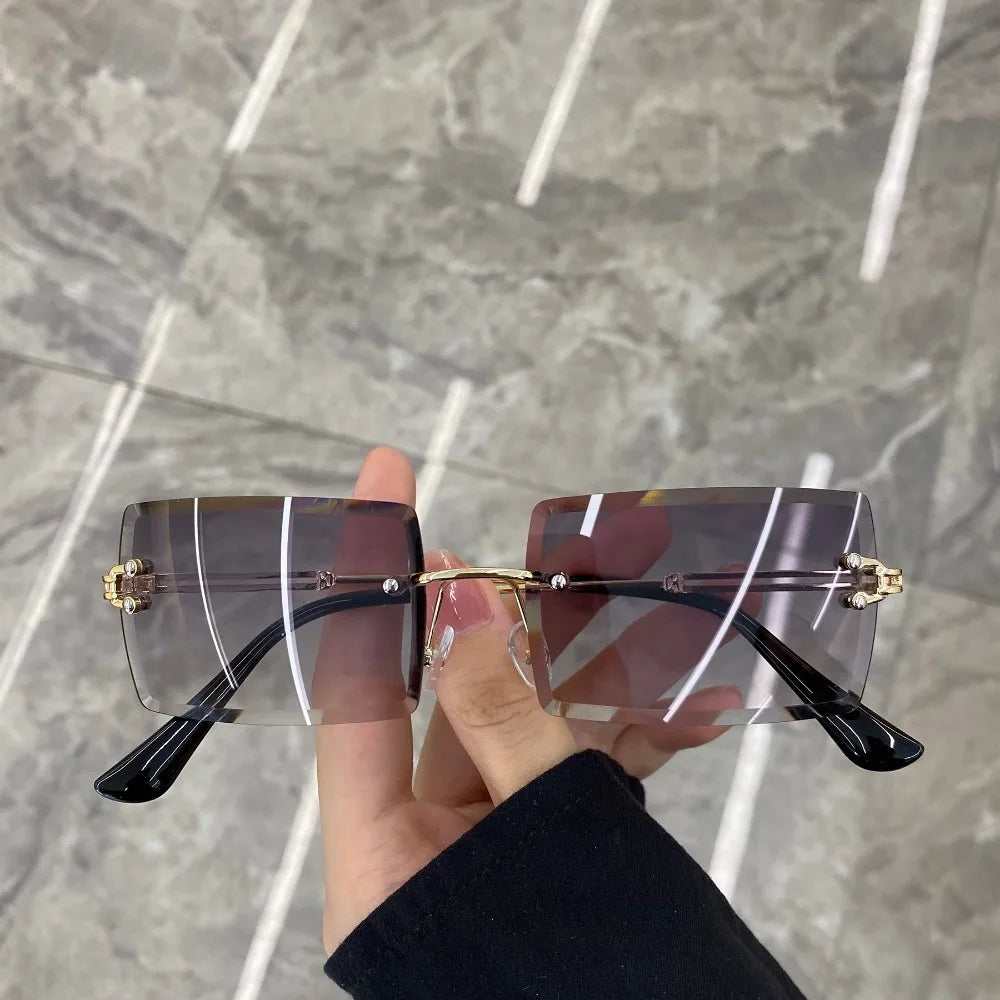 Frameless Trimmed Square Sunglasses Fashion Sunglasses Women European and American Trend Eyewear