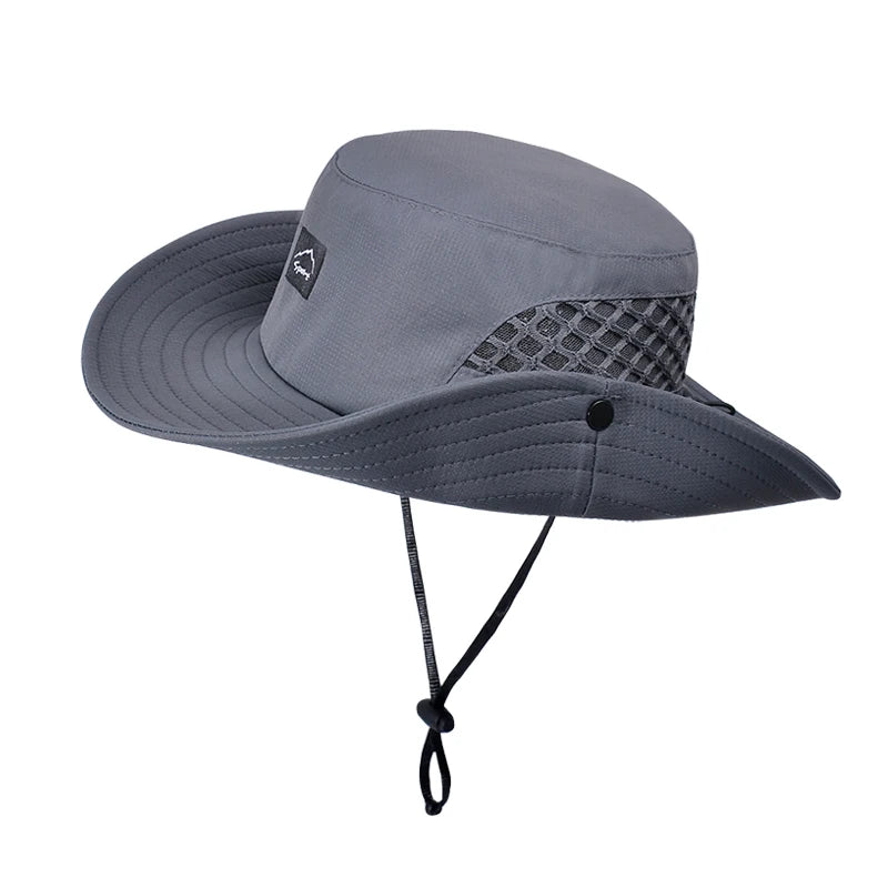 Xinbaoguan 100% polyester 9228 summer men's breathable sun shading large brimmed basin hat sun protection fisherman hat