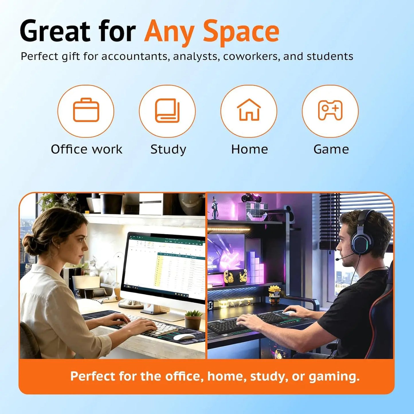 Cheat Sheet Desk mat with 120+ Excel Keyboard Shortcuts, Excel Shortcuts Key Mouse Pad ,Non-Slip Rubber Base for PC Office