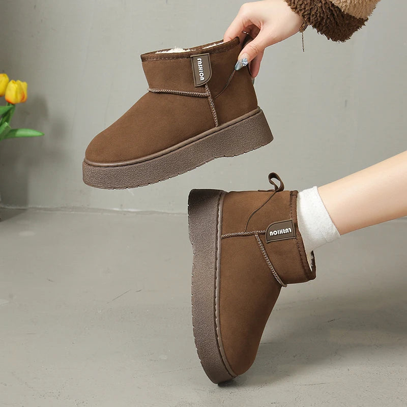 Warm Thicken Plush Snow Boots Women Slip On Thick Bottom Winter Ankle Boots Woman Comfortable Non Slip Cotton Padded Shoes Mujer