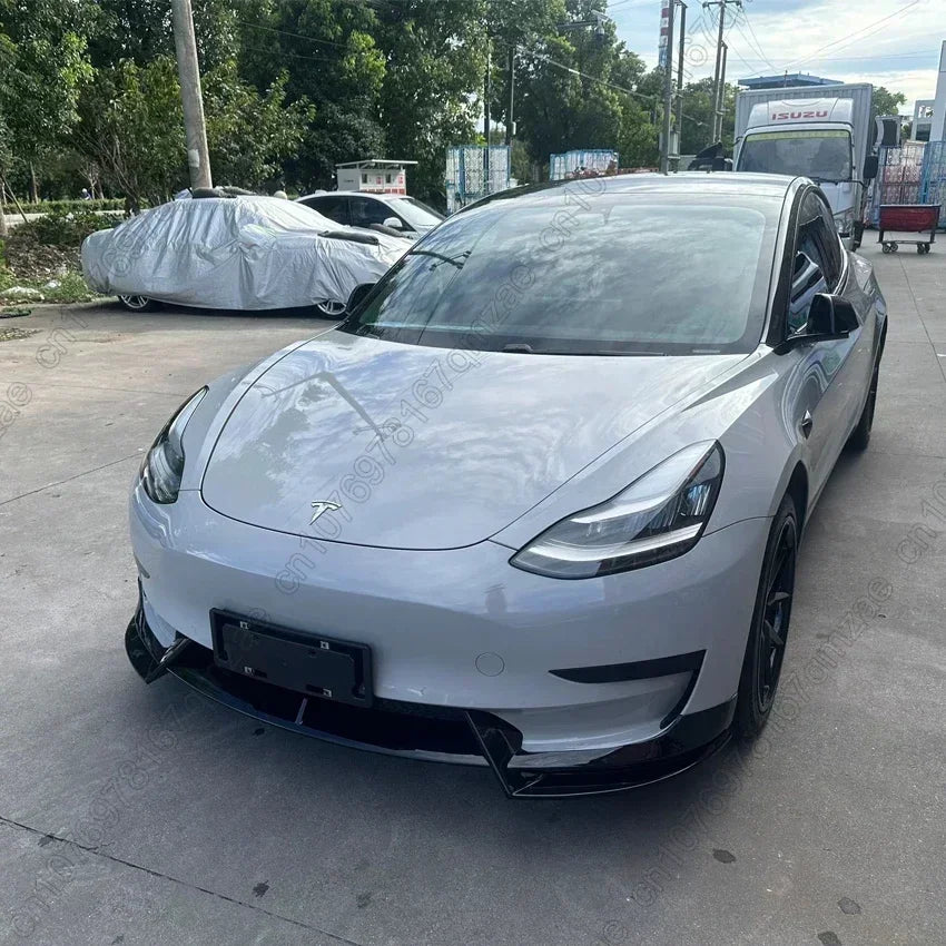 For Tesla Model 3 2017 2018 2019 2020 2021 2022 Car Front Bumper Lip Spoiler Splitter Diffuser Trim BodyKit Accessories Black