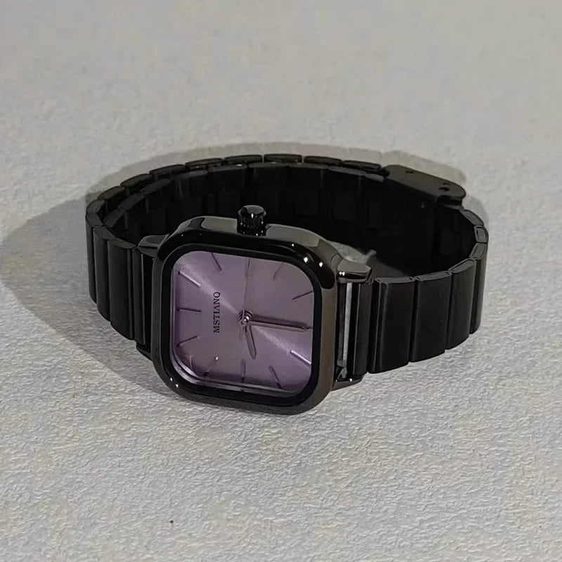 Hot Sale Luxury Brand Black Watch Women Fashion Quartz Watches Ladies Adjustable Stainless Steel Strap Wristwatches Reloj Mujer