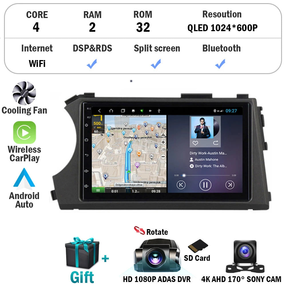 Android 14 HD 7inch Touch Screen Car Radio Multimedia For SSangyong Actyon Kyron Video Player Navigation GPS Carplay Head Unit